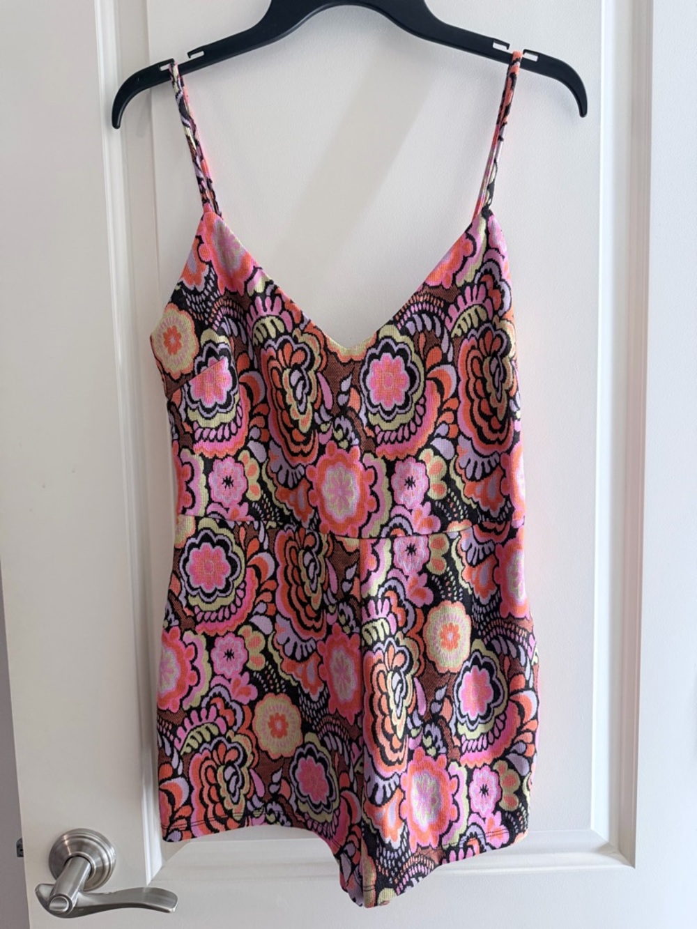 ZARA Floral Print Spaghetti Strap romper- Pink/Orange